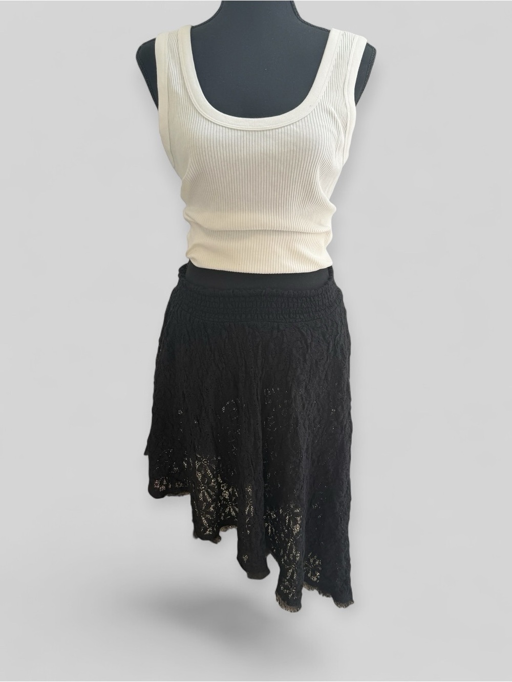 Free People Black Asymmetrical Lace Skirt